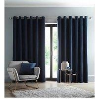 BLACKOUT Lined Midnight Blue Arezzo Chenille Curtains W90" x D90" RRP £140