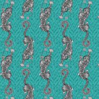 Emma J Shipley Animalia Tigris Teal W0105/05 Wallpaper
