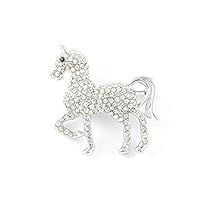 Austrian Crystal Diamante Pavé Horse Design Rhodium Plated Brooch/Pin