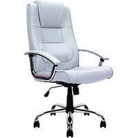 High Back Leather Faced Executive Chair with Chrome Base, Silver