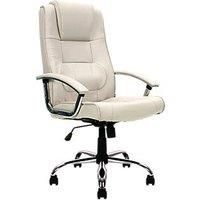 High Back Leather Faced Executive Chair with Chrome Base, Cream