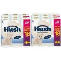 Hush Luxury White 3 Ply Scented Core Bathroom Tissues, 36 Rolls