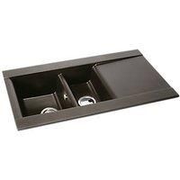 Abode Aspekt 1.5 Bowl Granite Composite Kitchen Sink Metallic Black Reversible 950 x 540mm (994RK)