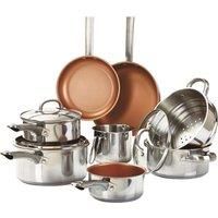 Cermalon 11-Piece Cookware Set, Stainless Steel, Copper, 50 x 20.5 x 30 cm