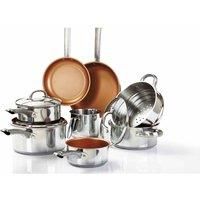 Cermalon 11-Piece Cookware Set, Stainless Steel, Copper, 50 x 20.5 x 30 cm