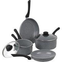 5-Pcs Forged Carbon Steel Speckled Marble Ceramic Non-Stick Saucepan & Frying Pan Kitchen Set