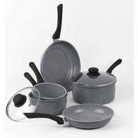 5-Pcs Forged Carbon Steel Speckled Marble Ceramic Non-Stick Saucepan & Frying Pan Kitchen Set