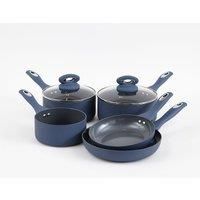 Cermalon® 5-Piece Blue Pan Set with Grey Sparkling Non-Stick Ceramic Coating