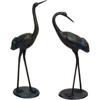 LOVELY PAIR of "CRANES" GARDEN ORNAMENT, CAST ALUMINIUM in BRONZE FINISH