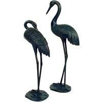 BEAUTIFUL "PAIR of CRANES" GARDEN ORNAMENT, CAST ALUMINIUM in BRONZE FINISH
