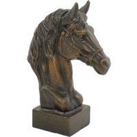 Dark Verdigris Horse Head Outdoor Sculpture Dark Green