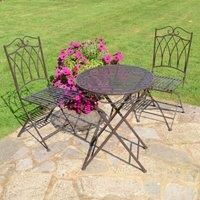 "ROCHELLE" FOLDING METAL BISTRO SET in MOCHA BROWN by SUMMER TERRACE, ST-562