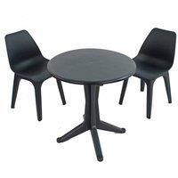 "LEVANTE" 70cm BISTRO TABLE & 2 CHAIRS, ANTHRACITE by TRABELLA ZP-ALEVTS-02AEOL0