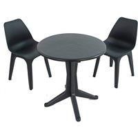 "LEVANTE" 70cm BISTRO TABLE & 2 CHAIRS, ANTHRACITE by TRABELLA ZP-ALEVTS-02AEOL0