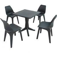 "PONENTE" 70cm SQUARE TABLE & 4 CHAIRS in ANTHRACITE, TRABELLA ZP-APONTS-04AEOL0
