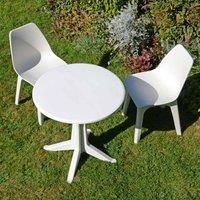 TRABELLA WHITE LEVANTE Dining Table with 2 EOLO Chairs Patio Set