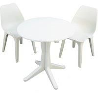 TRABELLA WHITE LEVANTE Dining Table with 2 EOLO Chairs Patio Set