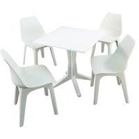 Ponente 4 Seater White Dining Set with Eolo Chairs White