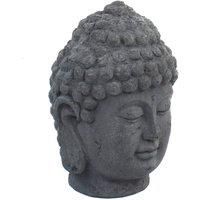 Solstice Sculptures Buddha Head 42Cm Grey Charcoal Effect