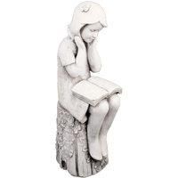 Solstice Sculptures Julie Reading Girl 86Cm White Stone Effect