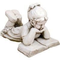 LOVELY 'READING GIRL' "ELLEN" GARDEN FIGURE, ANTIQUE STONE EFFECT