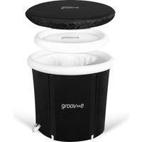 Groov-e Portable Ice Bath - Foldable Outdoor Cold Plunge Tub for Cold Water Therapy and Training Recovery, Collapsible Outdoor Ice Bathtub with Lid and Top Ring - 85cm x 75cm, 265L, Black