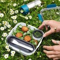 Black+Blum | BPA-Free, Leak-Proof Microwave Safe Bento Box Style Compartment Food Container, with Stainless-Steel Fork, Ocean, 1000 ml/ 34f l oz