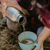 BLACK+BLUM - Water Bottle - Stainless Steel Thermal Insulated Leak Proof Travel Thermo Flask with Wide Spout and Stylish Vegan Leather Carry Loop - Keeps Hot for 12 hrs, Cold for 24 hrs, Olive - 750ml