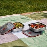 BLACK+BLUM - Lunch Box - Microwavable Stainless Steel, Plastic-Free Lunch box with Leak Proof, Airtight, Lockable Lid - Microwave, Dishwasher and Oven Safe - Small Square, 1.1l