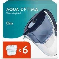 Water Filter Jug 2.8L Capacity & 6 Filter Cartridges, Oria by Aqua Optima, Blue