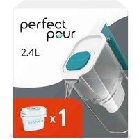Water Filter Jug 2.4 Litre & 1 Month Evolve+ Filter, Perfect Pour by Aqua Optima