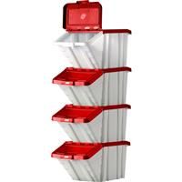 Barton Robust Storage Bin 50L with Lid 345 x 400 x 635mm - Red Lid (4 Pk)