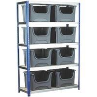 Shelving with Containers Silver/Blue 1200 x 450 x 1800mm (74728)
