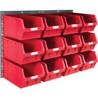 Barton Steel Louvre Panel with Red Bins 641 x 457mm with TC5 Red Bins (12 Pk)