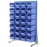 Barton Steel Louvre Panel Starter Stand with Blue Bins 1600 x 1000 x 500mm with 28 TC5 Blue Bins (28 Pk)