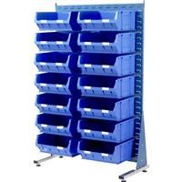 Barton Steel Louvre Panel Starter Stand with Blue Bins 1600 x 1000 x 500mm with 14 TC6 Blue Bins (14 Pk)