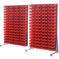 Barton Steel Louvre Panel Adda Stand with Red Bins 1600 x 1000 x 500mm with 120 TC2 Red Bins (120 Pk)