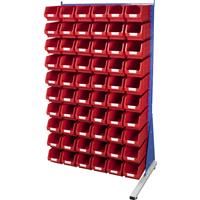 Barton Steel Louvre Panel Adda Stand with Red Bins 1600 x 1000 x 500mm with 60 TC3 Red Bins (60 Pk)
