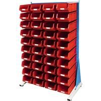 Barton Steel Louvre Panel Starter Stand with Red Bins 1600 x 1000 x 500mm with 40 TC4 Red Bins (40 Pk)