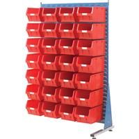 Barton Steel Louvre Panel Adda Stand with Red Bins 1600 x 1000 x 500mm with 28 TC5 Red Bins (28 Pk)