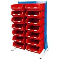 Barton Steel Louvre Panel Starter Stand with Red Bins 1600 x 1000 x 500mm with 14 TC6 Red Bins (14 Pk)