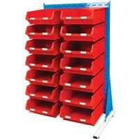 Barton Steel Louvre Panel Adda Stand with Red Bins 1600 x 1000 x 500mm with 14 TC6 Red Bins (14 Pk)