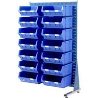Barton Steel Louvre Panel Adda Stand with Blue Bins 1600 x 1000 x 500mm with 14 TC6 Blue Bins (14 Pk)