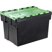 Barton Euro Container 56L with Attached Lid 600 x 400 x 310mm - Green Lid (2 Pack)