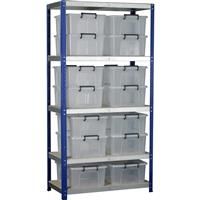 Barton Eco 5 Tier Shelving Bay with Storage Containers 1800 x 900 x 450mm Plastic