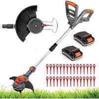 20V ELECTRIC CORDLESS STRIMMER GRASS TRIMMER GARDEN EDGER 2x BATTERIES 30 BLADES