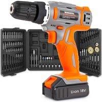Terratek 89Pc Cordless Drill Driver 18V/20V-Max Li-Ion Combi Drill in Carry Case, Electric Screwdriver, Accessory Kit, LED Work Light, Quick Change Battery & Charger Included