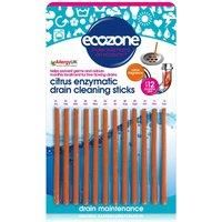 Ecozone Citrus Enzymatic Drain Cleaning Sticks, Pack of 12