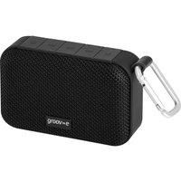 Groov-e Wave II Portable Travel Wireless Bluetooth Speaker - IPX4 Splash Proof, 8 Hours Audio Playback, Carabliner Keyring Clip - Black