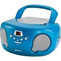Groov-e Portable CD Player Boombox with AM/FM Radio, 3.5mm AUX Input, Headphone Jack, LED Display - Blue